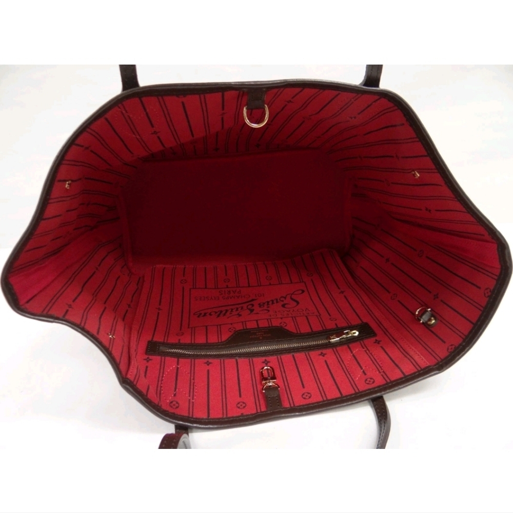 💕Louis Vuitton Tote Bag Neverfull MM Damier Ebene "Cherry RED Interior" - Picture 12 of 16